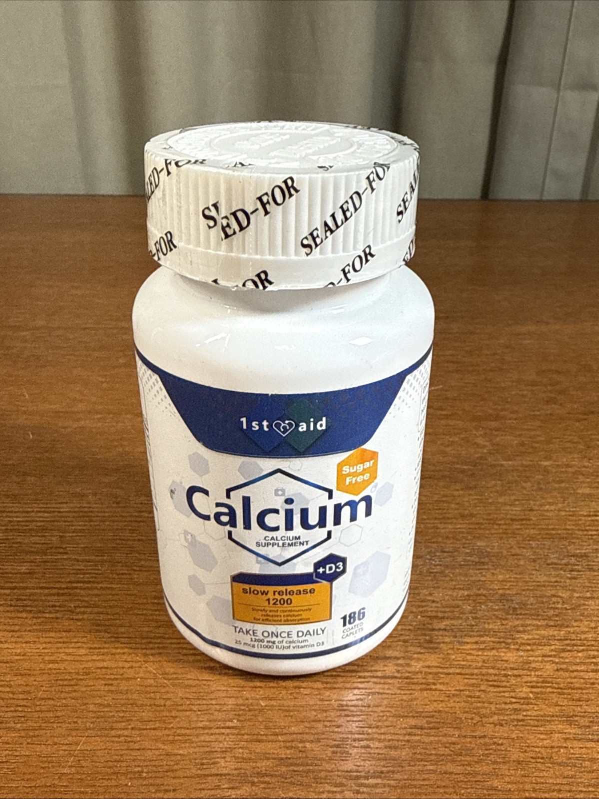 1st Aid Calcium + D3 Supplement Slow Release 1200mg 186 Ct Caplets Exp 04/27 NEW