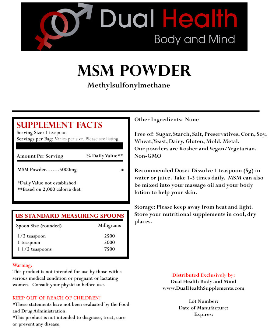5 lbs. MSM Pure Methylsulfonylmethane Powder Pain Relief Joint Arthritis Skin