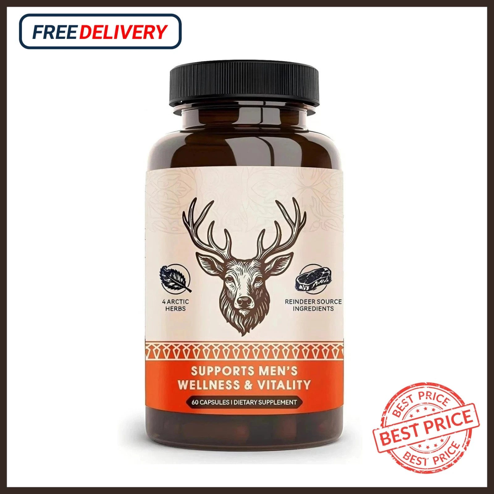 Primal Viking Men’S Overall Well-Being Supplement – Arctic Herbal & Caribou Extr