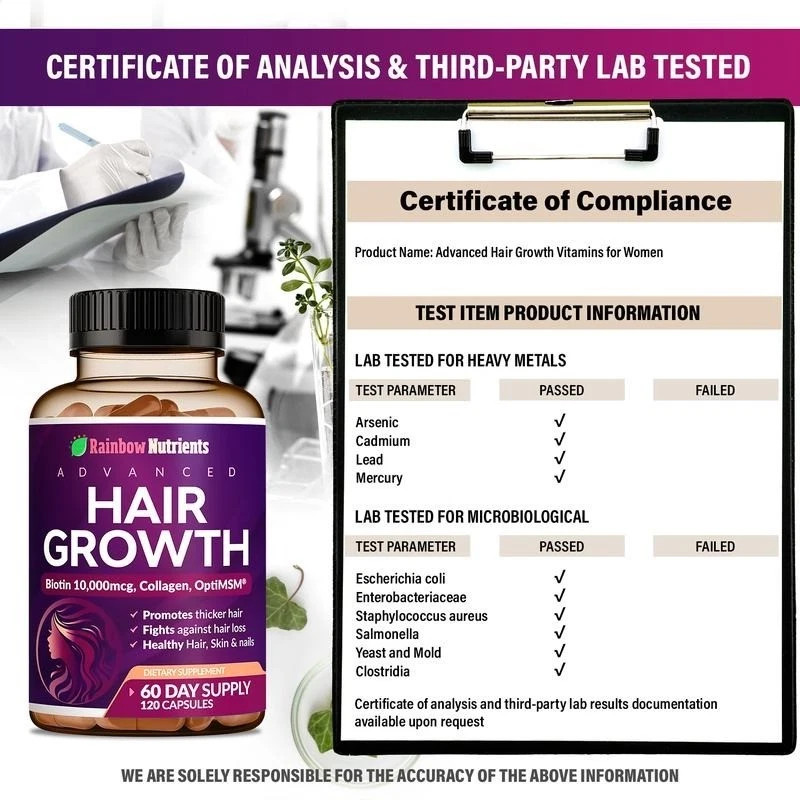 2PC Advanced Hair Growth Vitamins 10,000mcg Biotin with Collagen 24-in-1 Formula