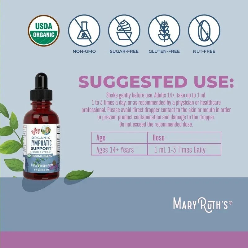 MaryRuth’s Lymphatic Support Herbal Blend Liquid Drops – USDA Organic Lymphatic+