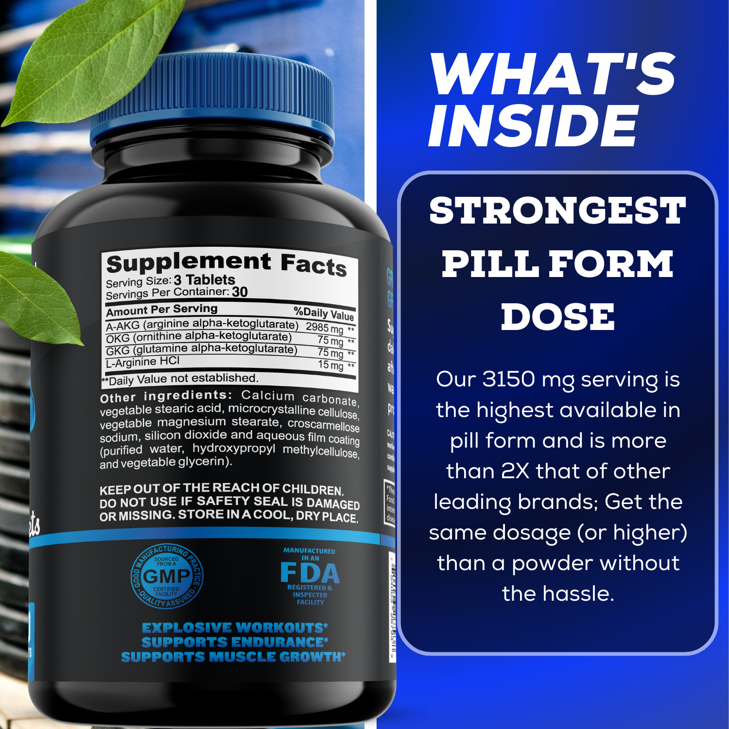 Grow Vitamin, L Arginine (3150mg) Highest Capsule Dose – Nitric Oxide Supplement
