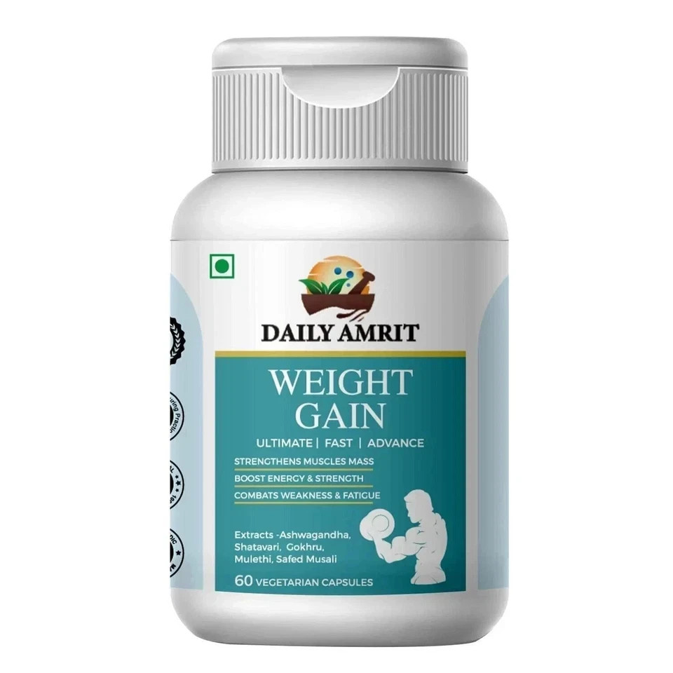 BODY GROW Fast Weight Gain Pills Ayurvedic Muscle Mass Gainer For Men (60-180N)