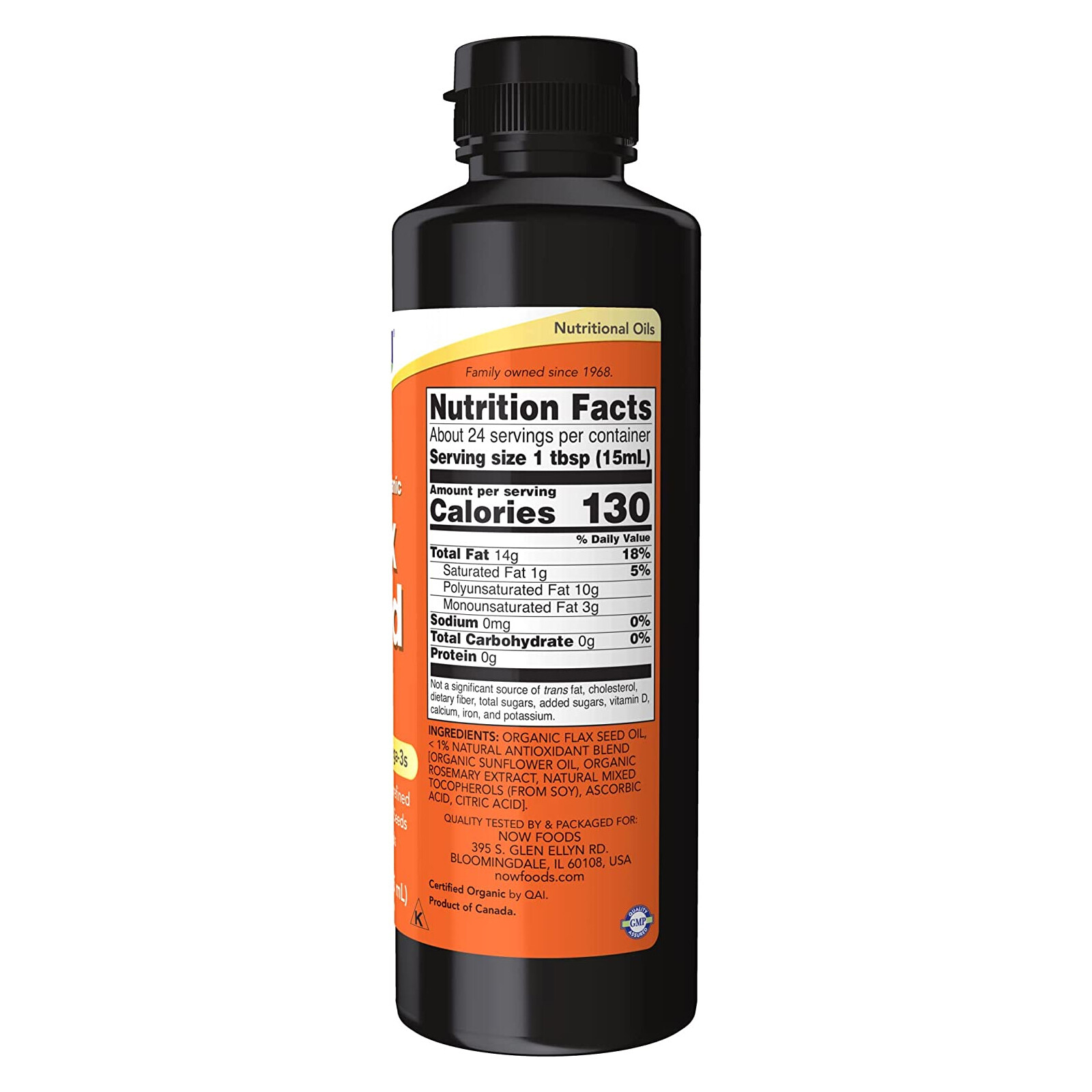 NOW Flax Seed Oil Liquid Organic – 12 fl oz, Cold Pressed, Unrefined, Omega 3s