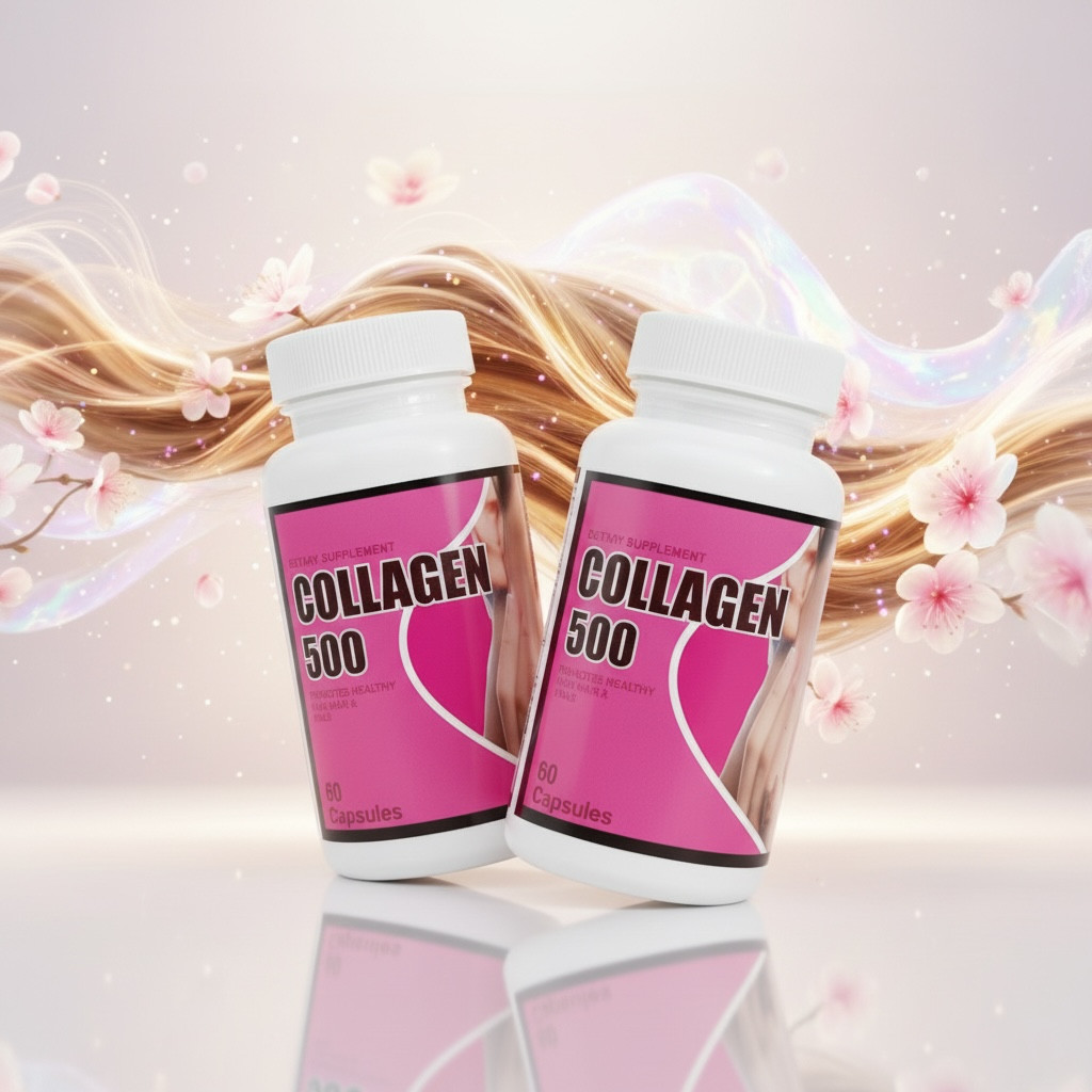 Collagen 500 mg Capsules | Skin Hair Nails Support 120 Capsules | 2 Bottles