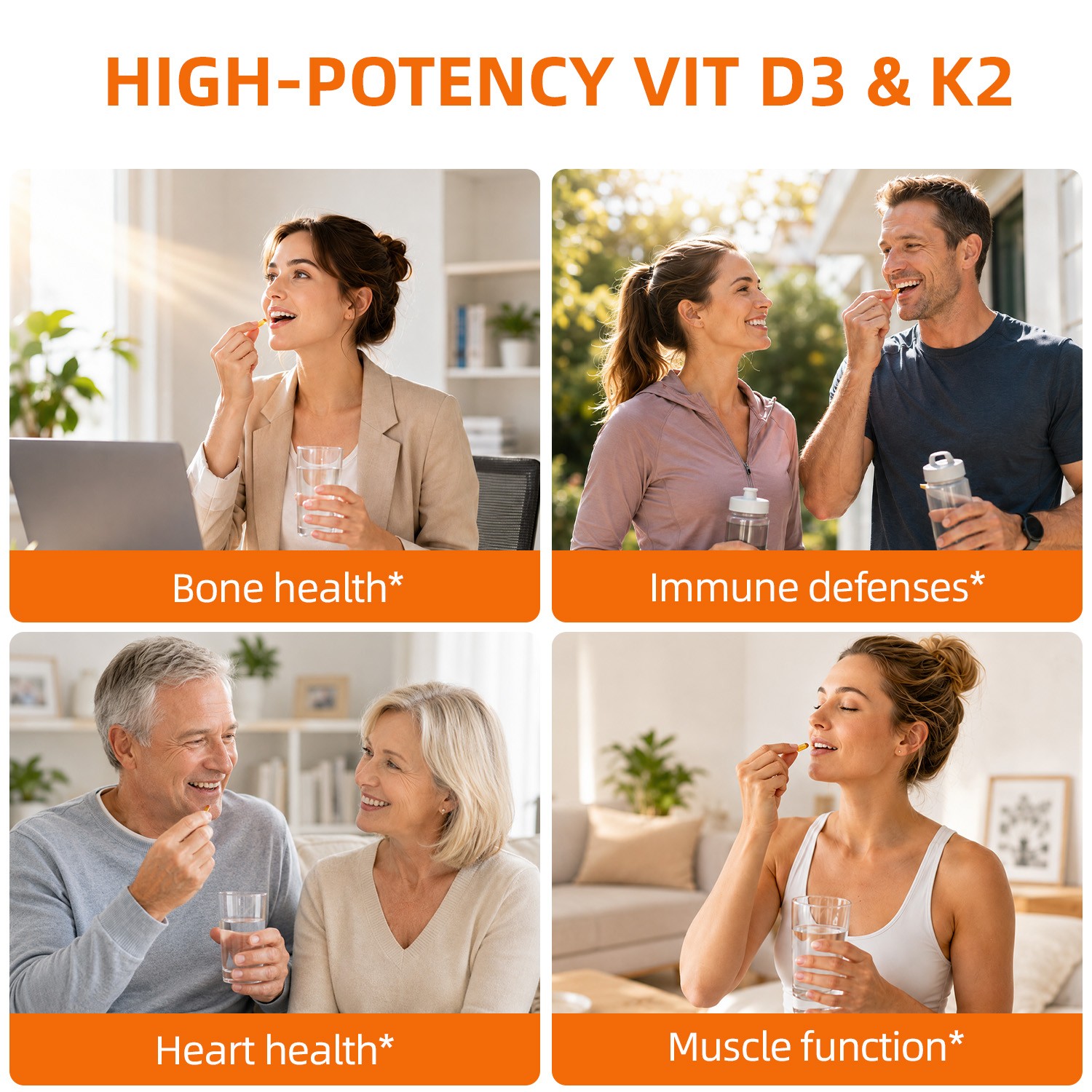 Vitamin D3 5000 IU + K2 90mcg 120 Capsules Extra Strength D3 K2 Supplements