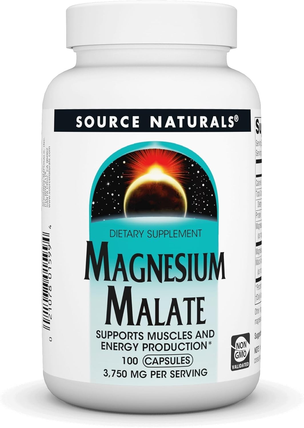 Source Naturals Magnesium Malate 3750mg 100 Capsules Energy Muscle Support