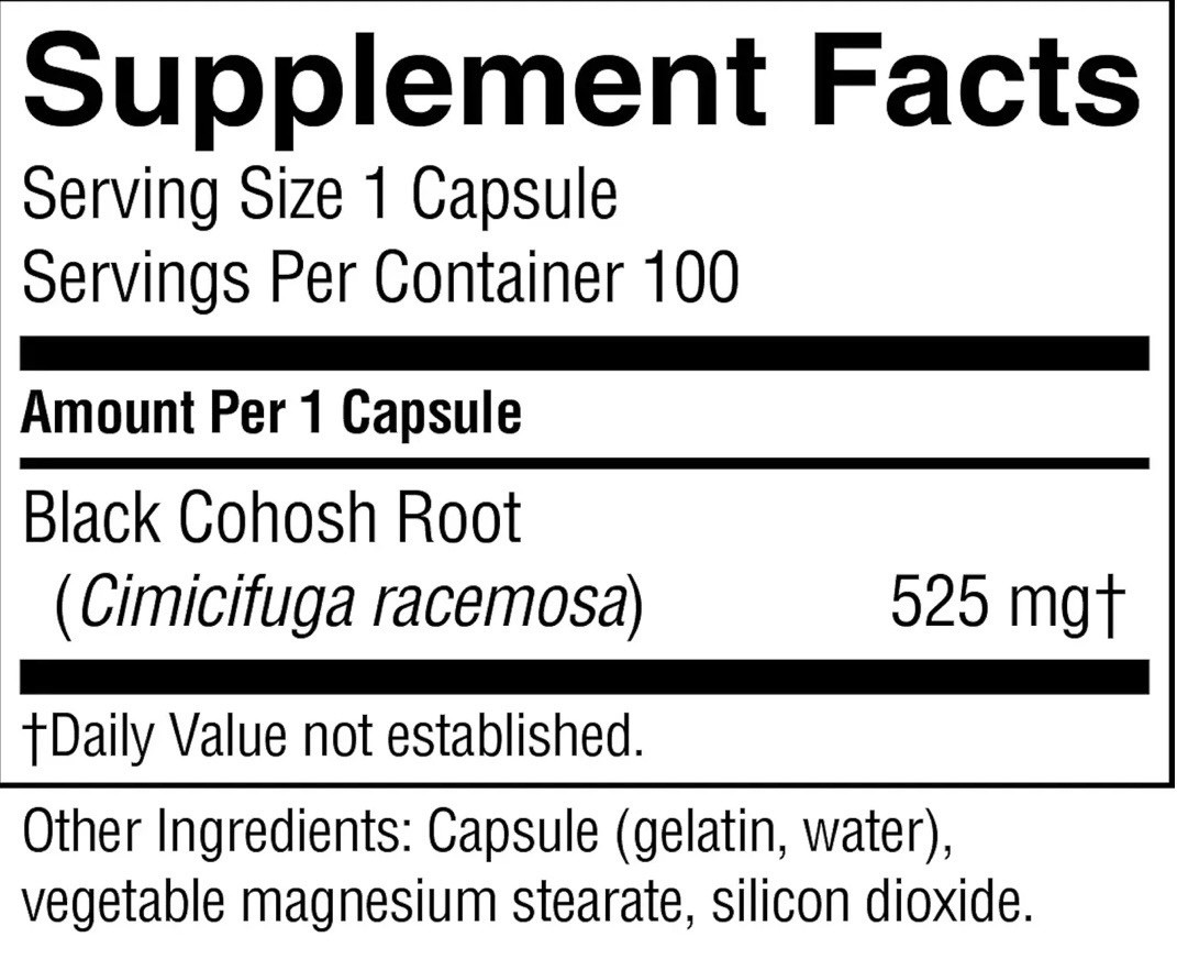 Nature’s Sunshine Black Cohosh – 100 Capsules (New/Sealed)