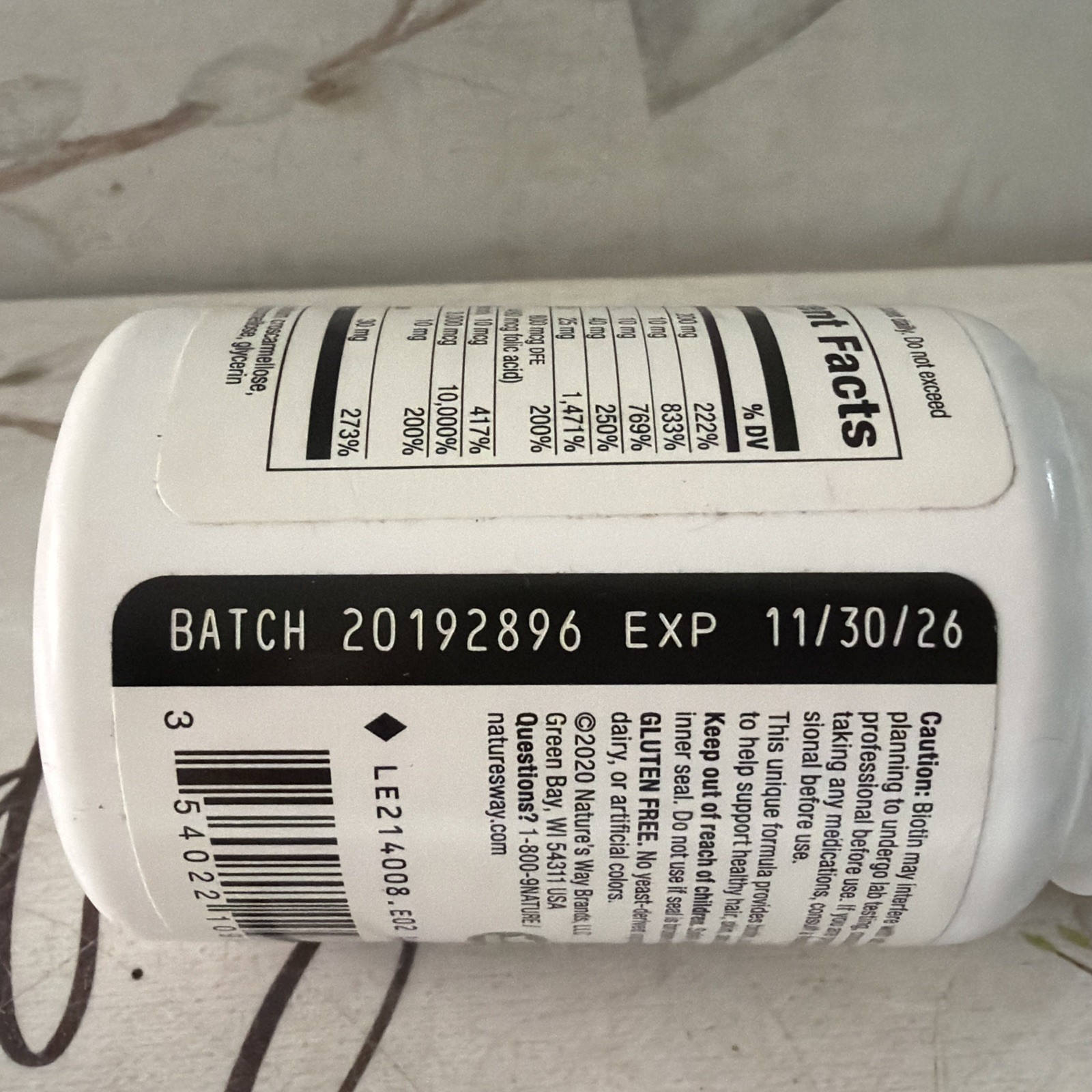 Natures Way Biotin Forte W/Zinc Hair & Skin Health 60 Tbs Exp:11/30/26