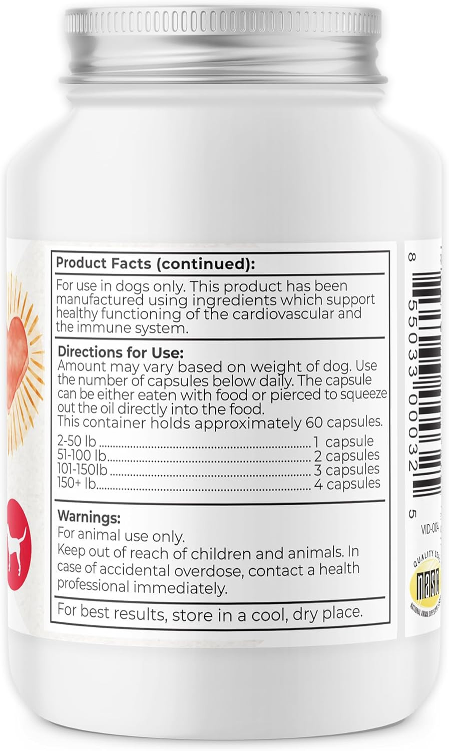 Coenzyme Q10 – Heart & Cardiovascular Support Supplements for Dogs, 60 Capsules