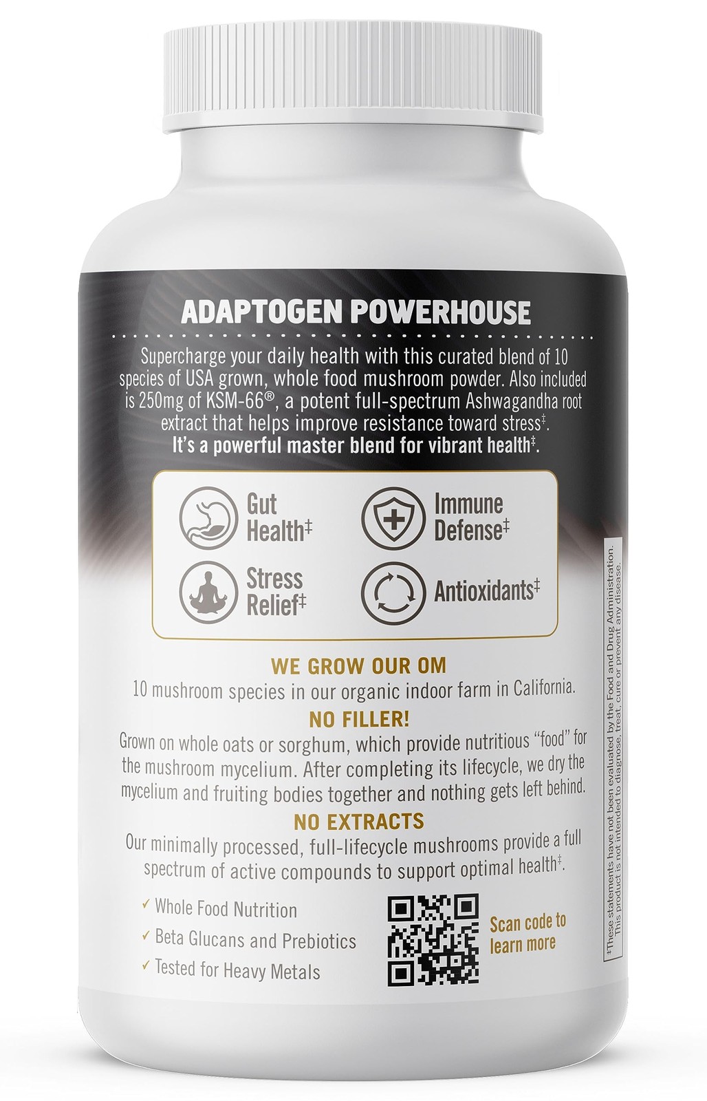 Om Mushroom Superfood Master Blend Capsules 160 Count Organic Health Supplement
