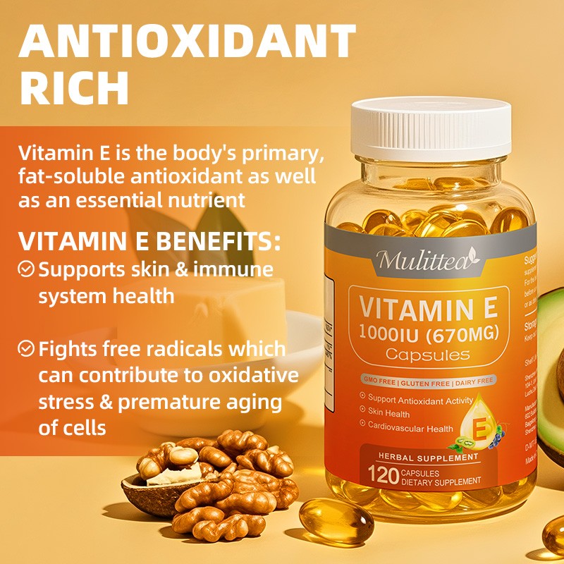 Vitamin E 1000 IU 670mg Softgels – Skin &Immune Health Antioxidant Support 120ct