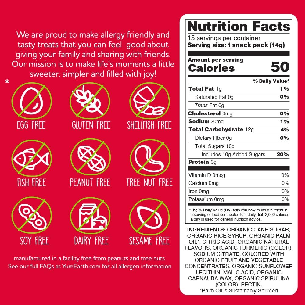 YumEarth Giggles Multicolor Fruit Snack Pack 15 Organic Vegan Allergy Free
