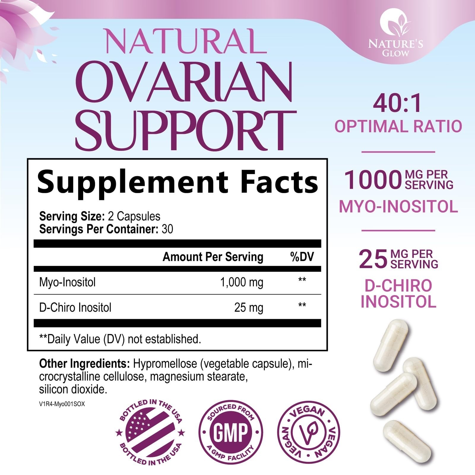 Myo-Inositol & D-Chiro Inositol 1025mg – Vegan Hormone Support Capsules