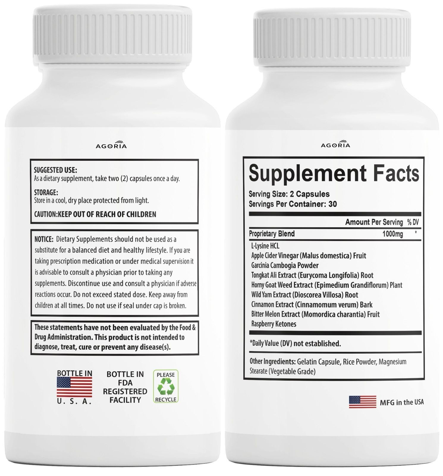 (5 PACK) Advanced Memory Formula Best Natural Brain Dietary Supplement