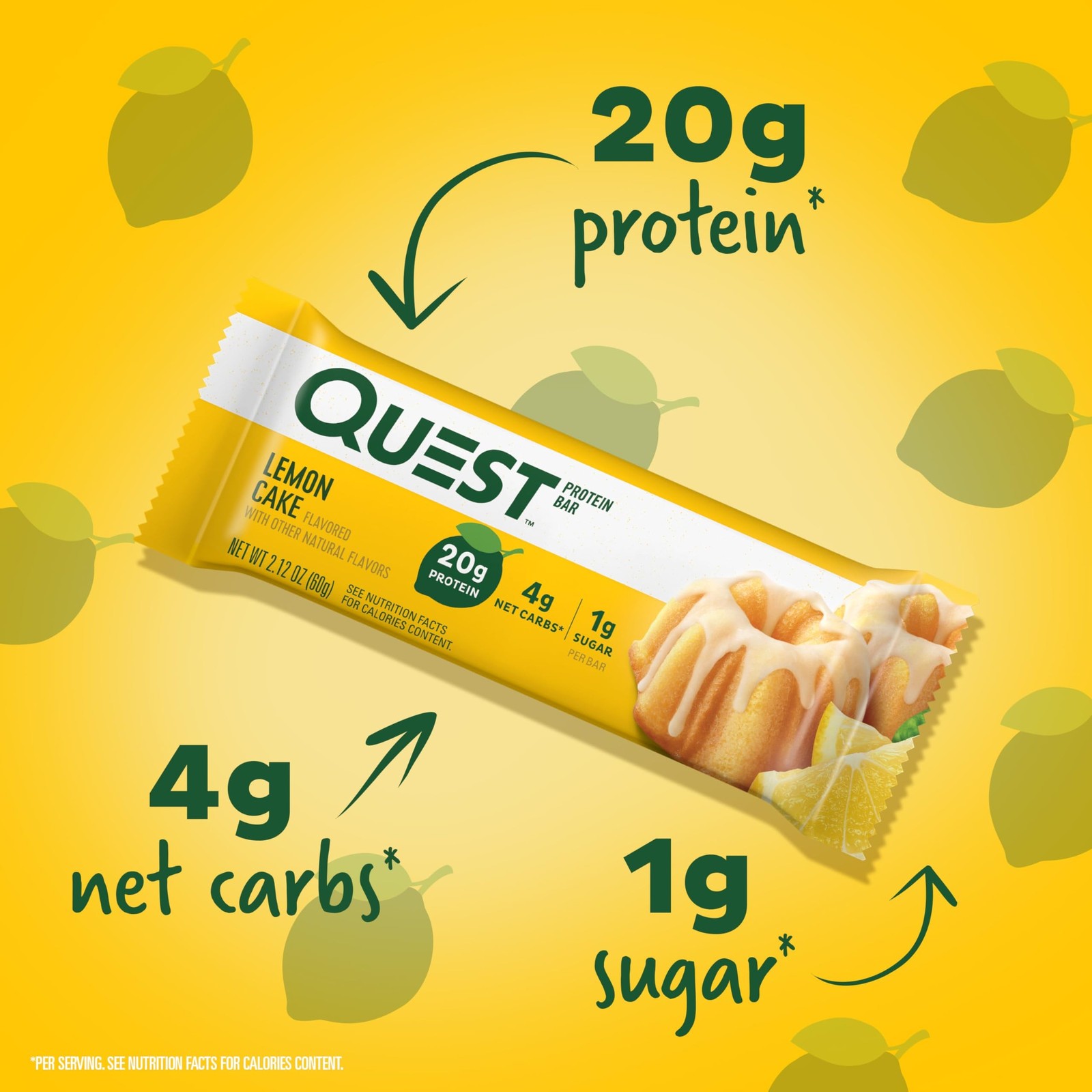 Quest Nutrition Lemon Cake Protein Bars, High Protein, Low Carb, Gluten Free,…