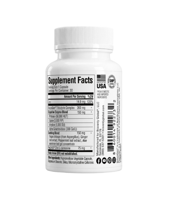 REFRESH – Digestive Comfort + Enzyme Support – 1 Bottle (30 Capsules) – NEW