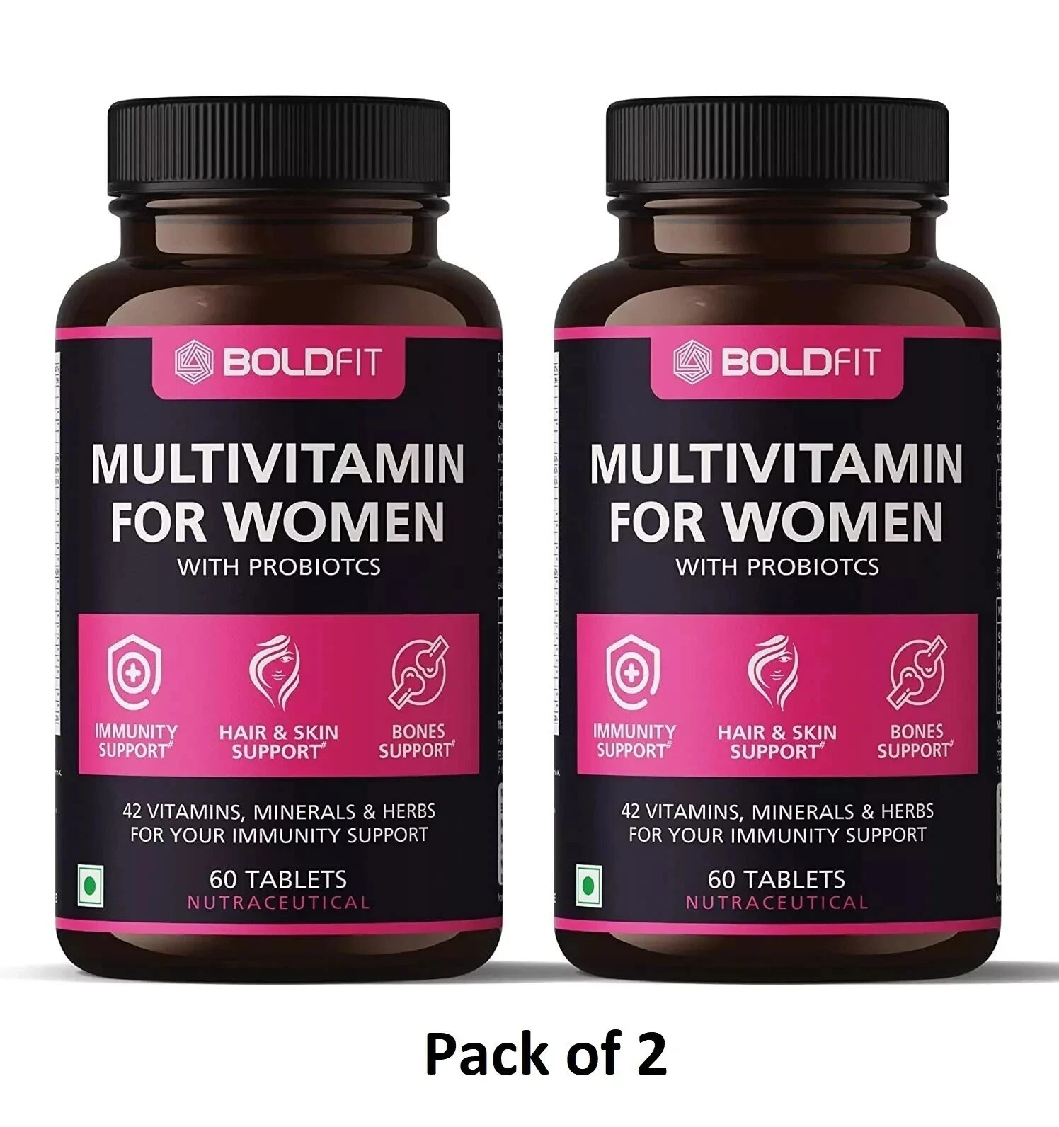 Boldfit Multivitamin For Women With Probiotics immunity 60 tablets Pack of 2 h70