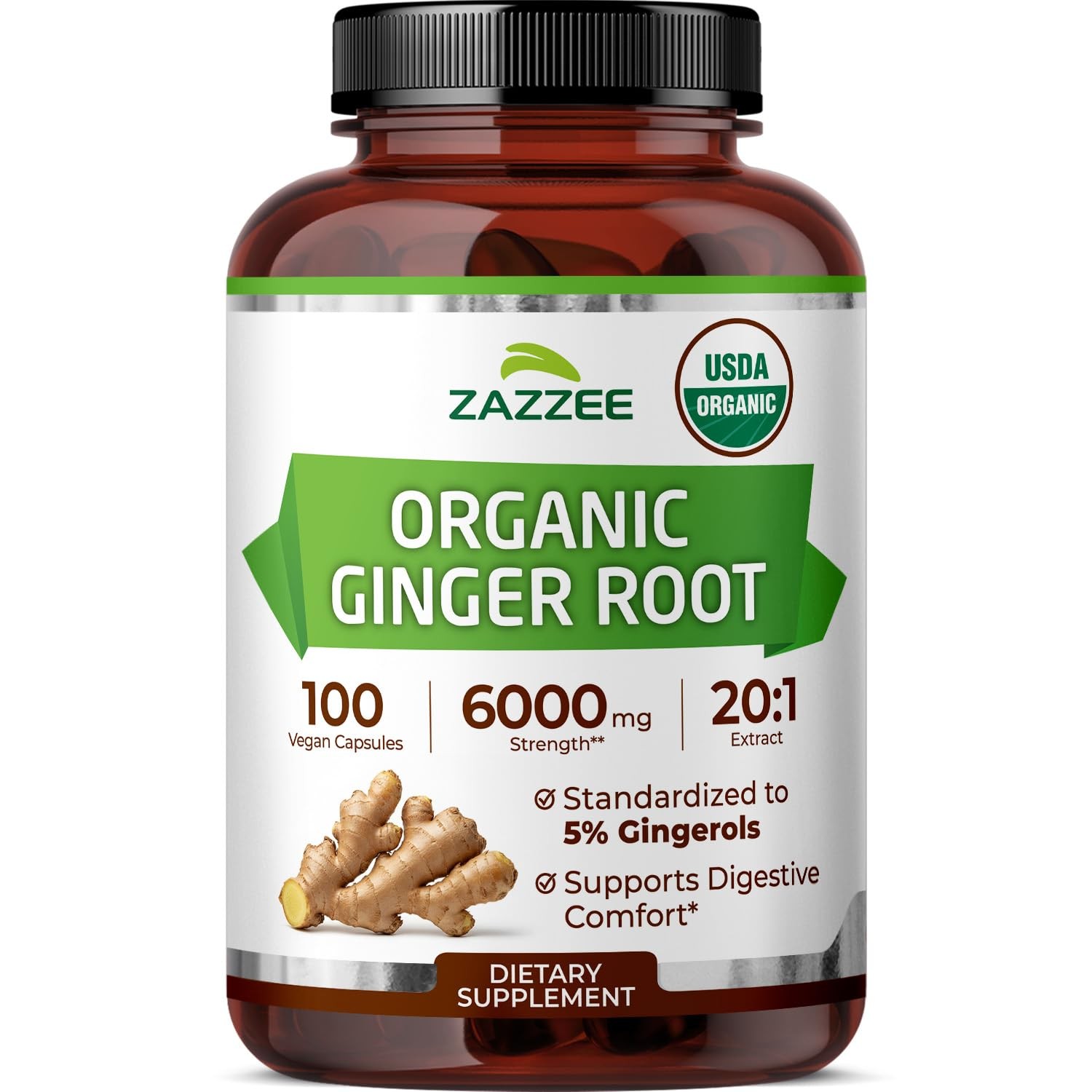 USDA Organic Ginger Root 20:1 Extract, 6000 mg Strength, 5% Gingerols