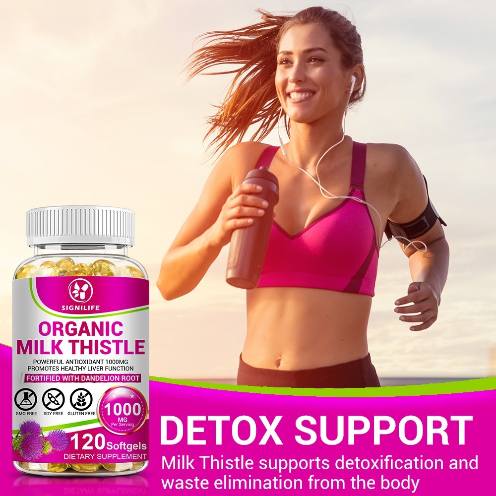 Milk Thistle Liver Cleanse Detox Herbal Liver Support Supplement 120 Capsules-