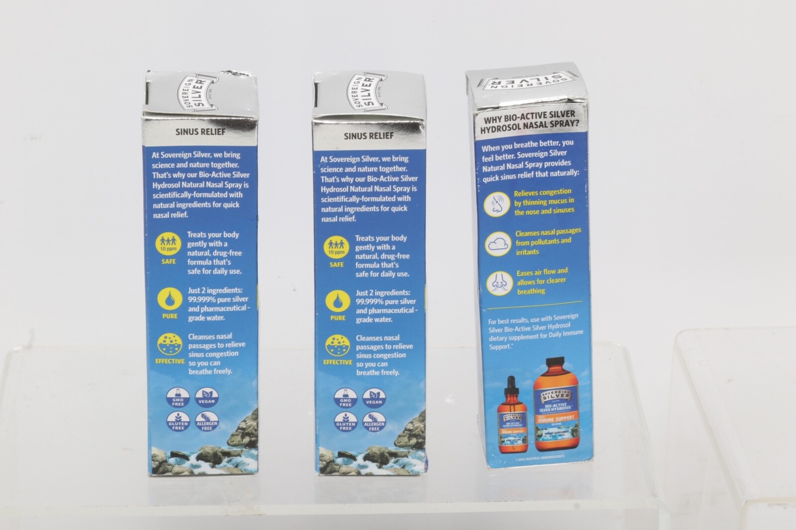 3 Sovereign Silver 2 oz Spray Bio Active Silver Hydrosol Sinus Relief Exp 12/26