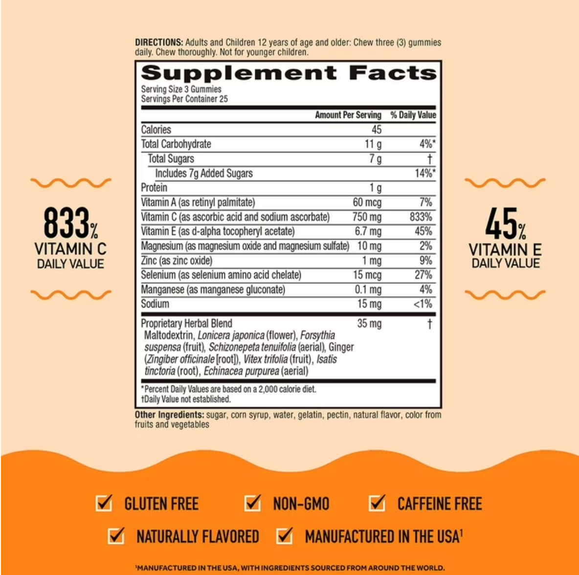 Airborne Gummies Immune Support Vitamin C Supplement 75 Ct Fruit Flavors