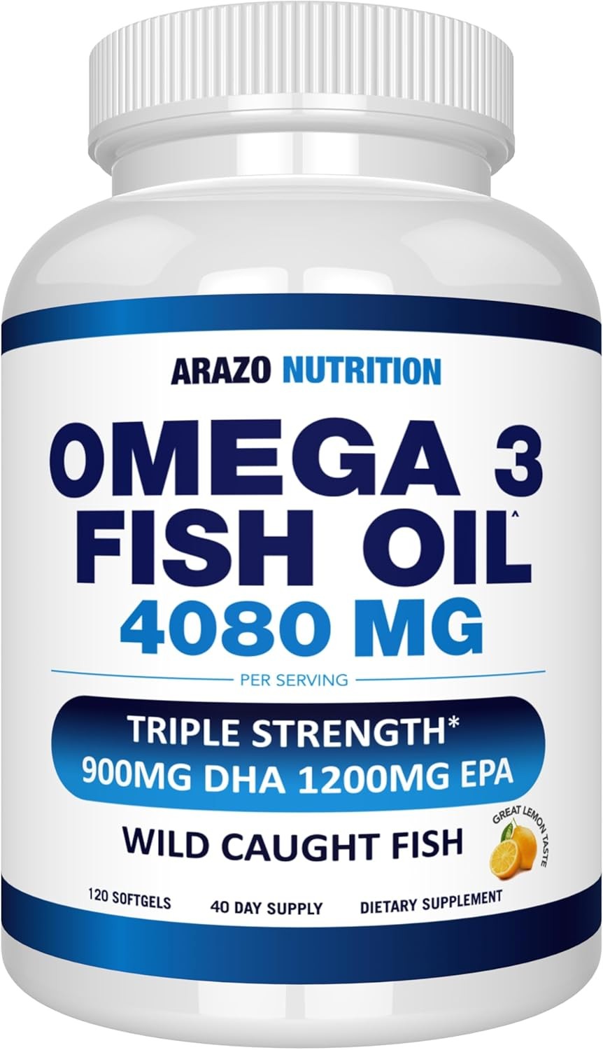 Arazo Nutrition Wild Caught Omega 3 Fish Oil – 120 Soft 120 Count (Pack of 1)