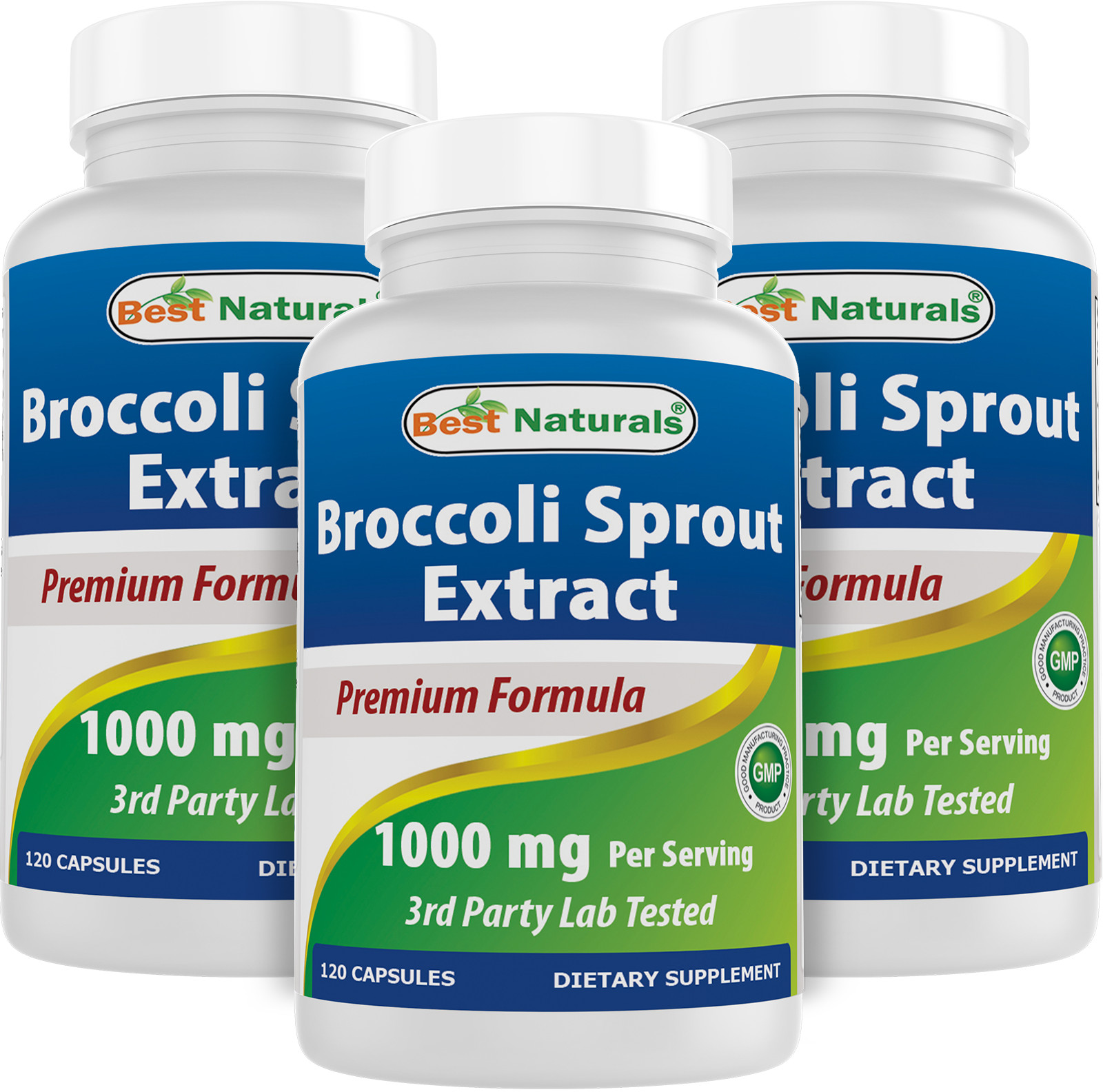 3 Pack Best Naturals Broccoli Sprouts Extract 1000 mg 120 Capsules