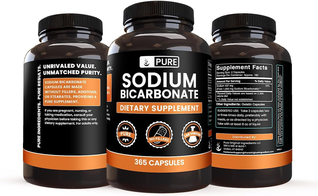 Pure Original Ingredients Sodium Bicarbonate (365 Capsules) No Magnesium Or Rice