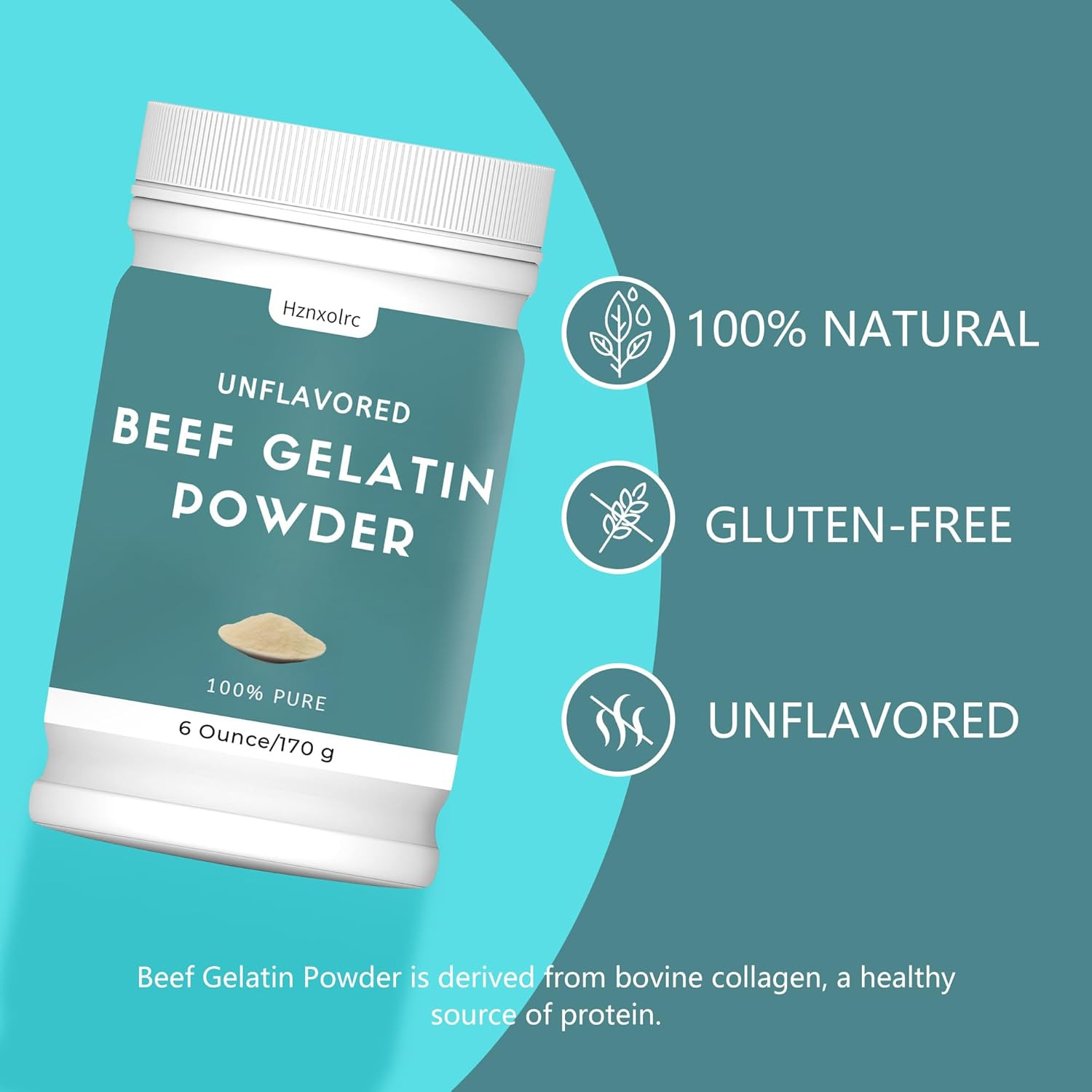 6 Oz Beef Gelatin Powder Unflavored, Natural Thickener, Rich in Collagen, Used i