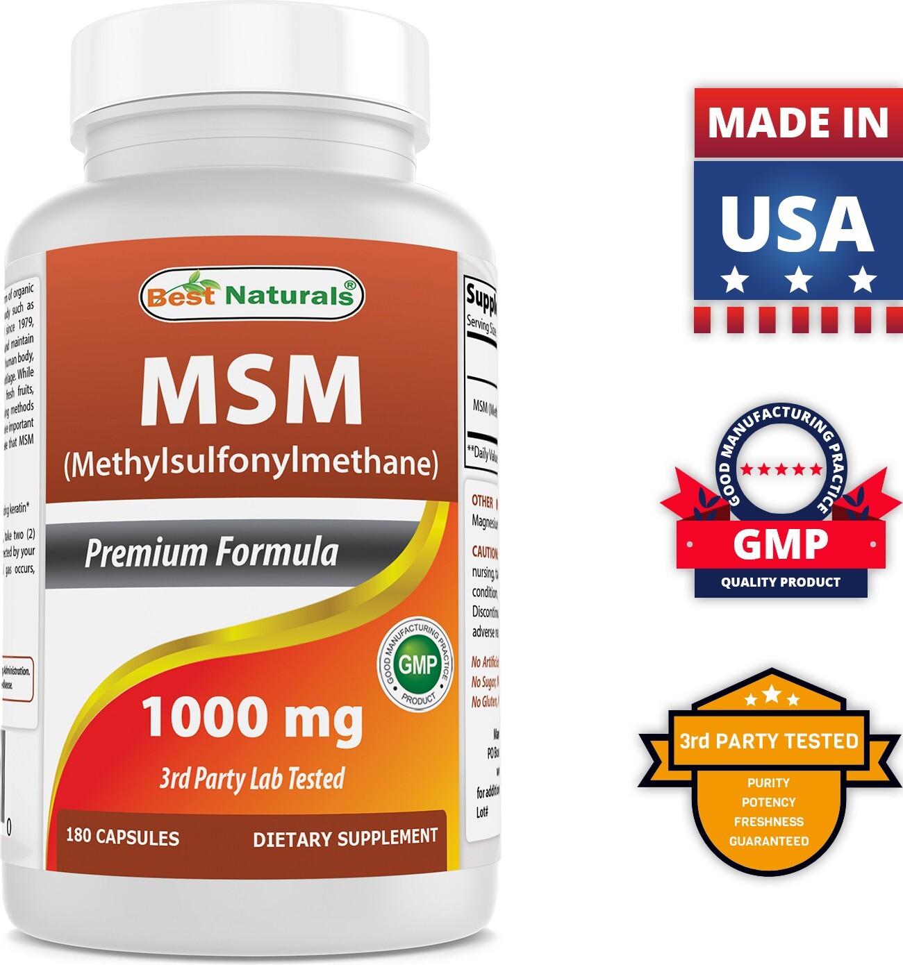 Best Naturals MSM 1000 mg 180 Capsules