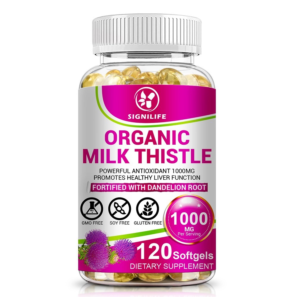 Milk Thistle Liver Cleanse Detox Herbal Liver Support Supplement 120 Capsules-