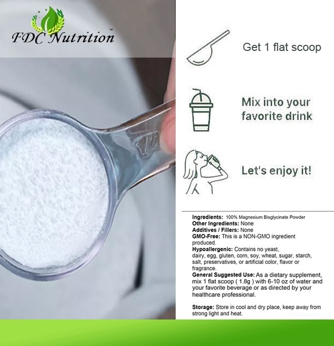 FDC Magnesium Bisglycinate Powder (250 Grams) Unflavored