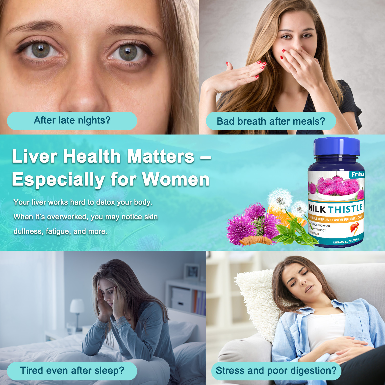 Liver Cleanse Detox Repair Formula w/Turmeric, Milk Thistle, Dandelion Artichoke