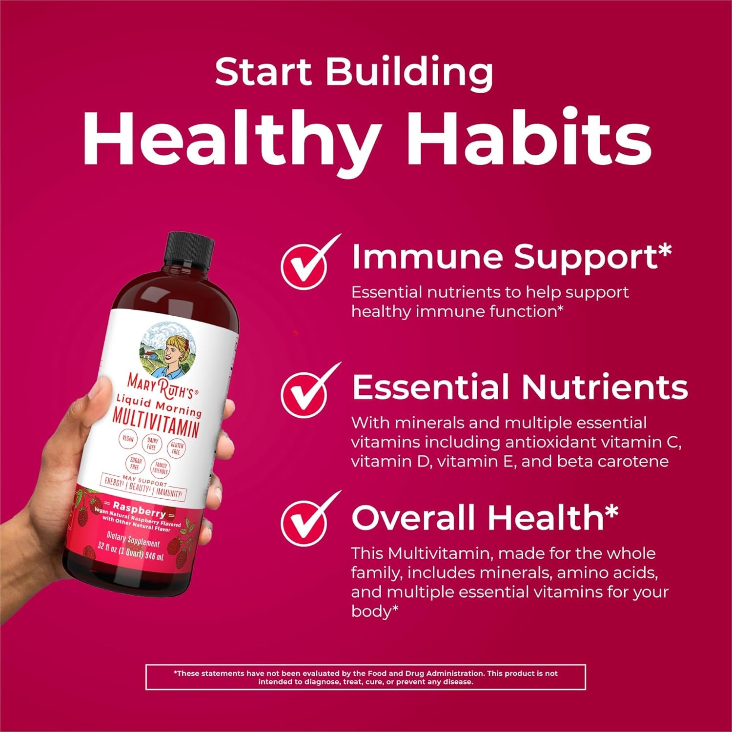Liquid Multivitamin Women Men Kids Vit A C D E B Water Soluble Morning