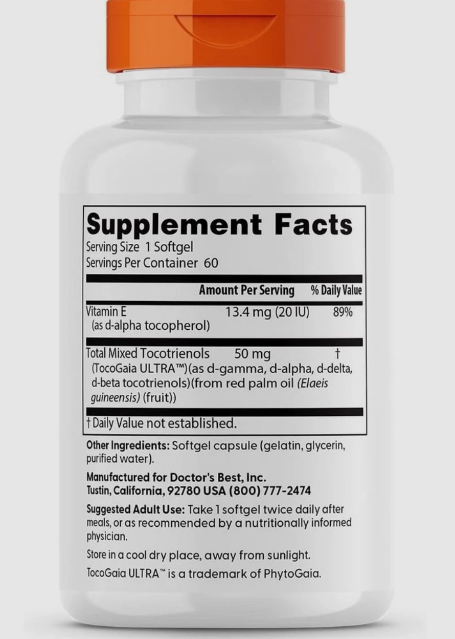 3X Doctor’s Best Vitamin E Tocotrienols contains TocoGaia ULTRA 60ct EXP 11/2026