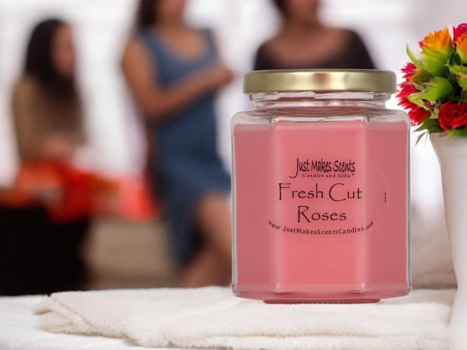 Fresh Cut Roses Scented Blended Soy Candle by Just Makes Scents
