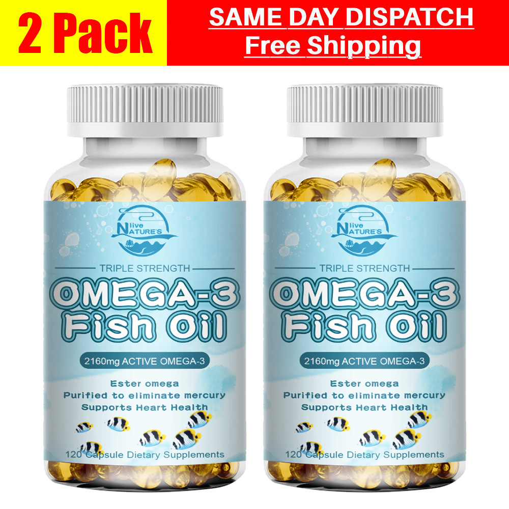 2 Pack Nature’s Live Omega 3 Fish Oil 3x Strength 2160mg Epa & Dha,High Potency