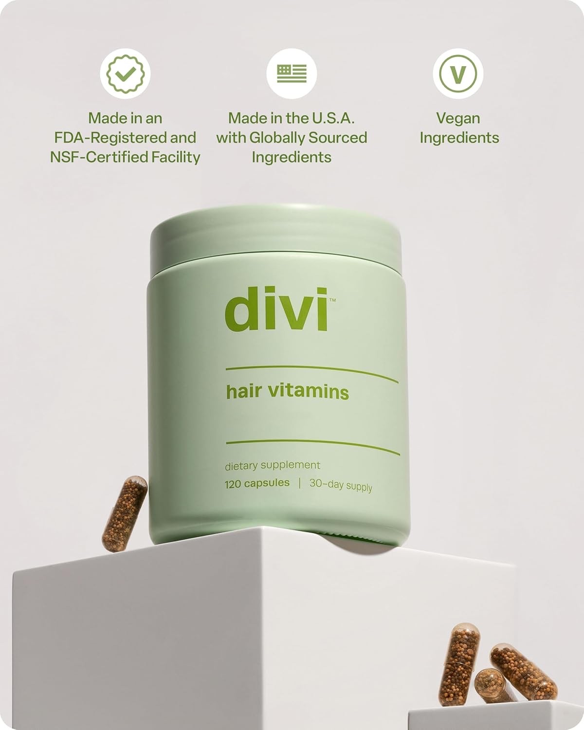 New DIVI Hair Vitamins Nourish + Support 120 Capsules Supplement, Read Descripti