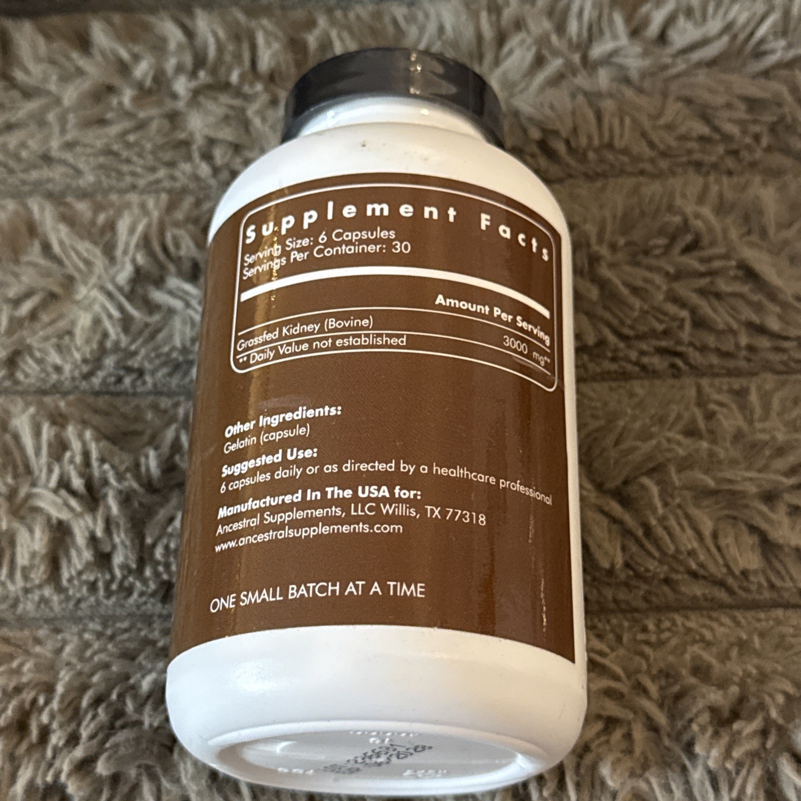 Ancestral Supplements Grass Fed Kidney 180 Capsules 06/28 – New/Sealed