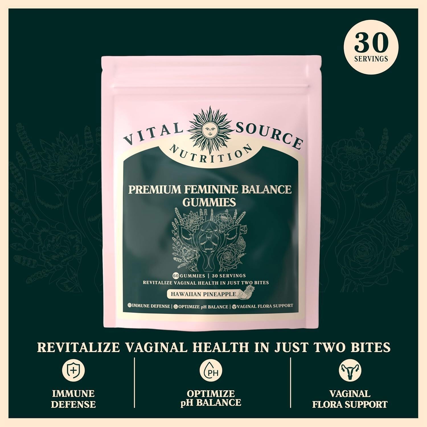 Vital Source Feminine Balance Gummies Hawaiian Pineapple Buy 2 Get 1 Free(ADD 3-