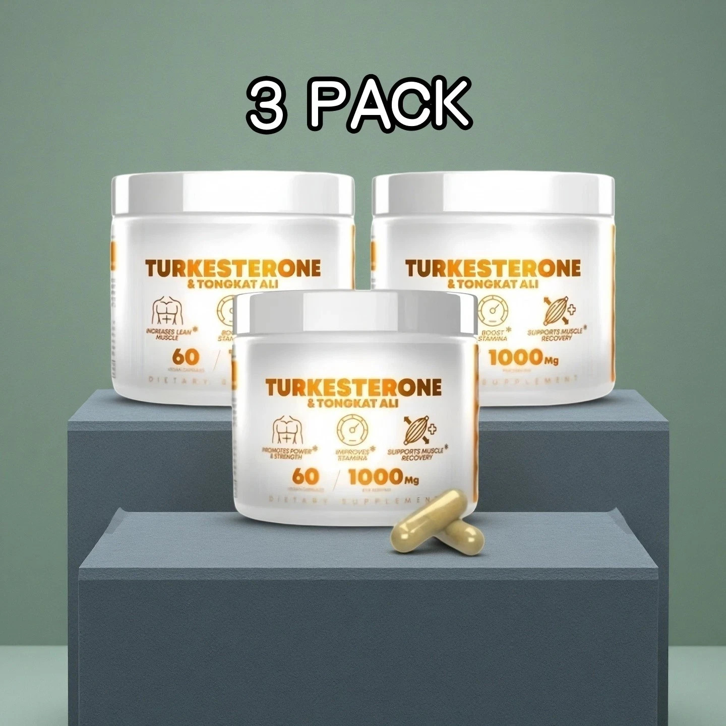 3 PACK Turkesterone 1000 Mg Organic Capsules Supplement Muscle Growth &*Recovery