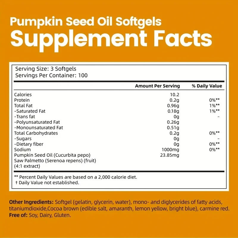 Pumpkin Seed Oil 1000mg with Saw Palmetto 300 Softgels
