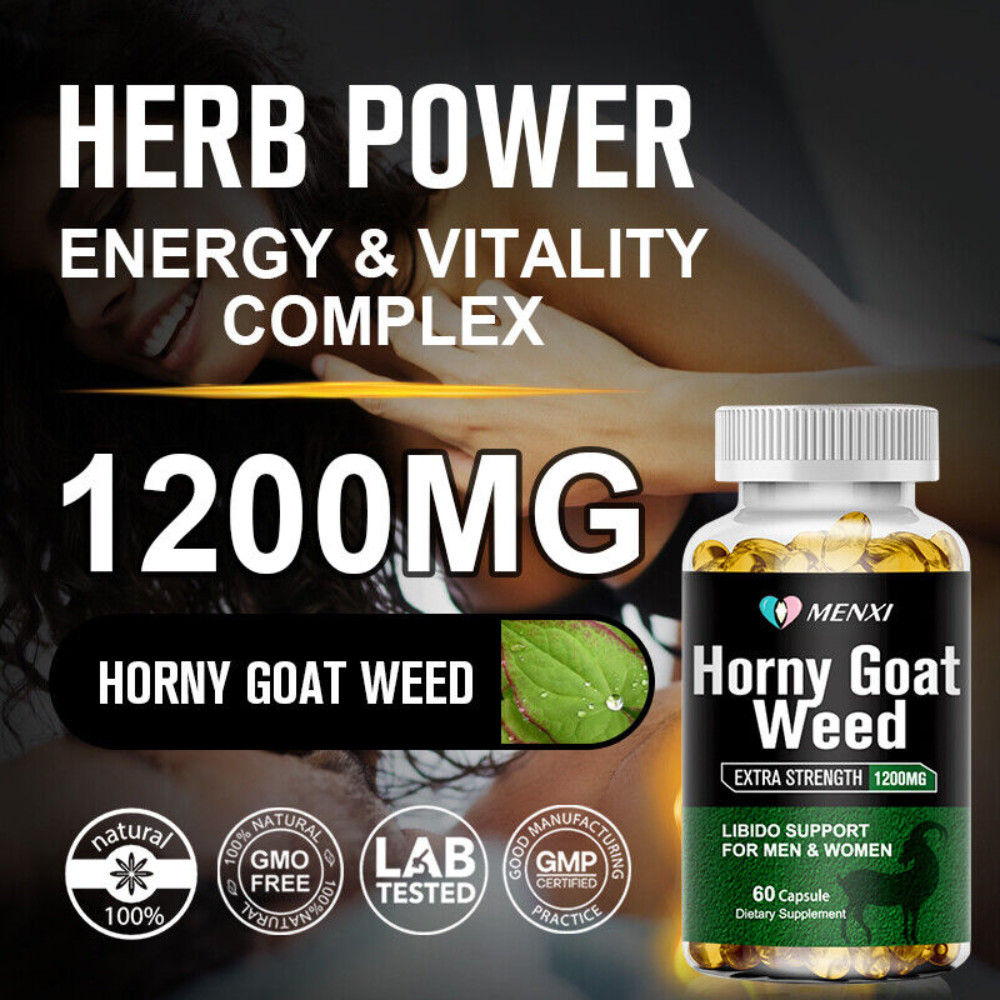 Horney Goat Weed Capsules Extra Strength 1200mg Libido Support for Men & Women