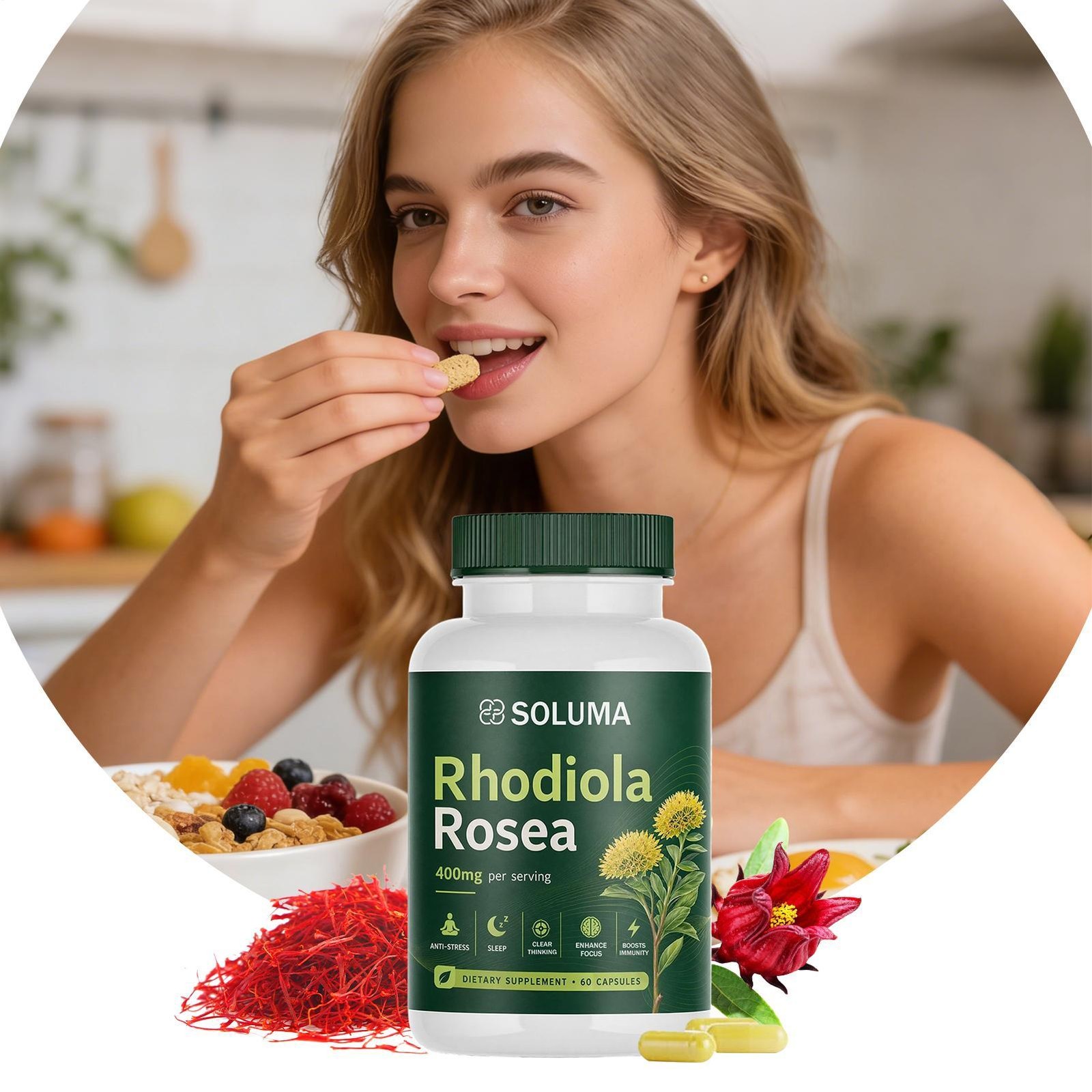 Rhodiola Rosea, 400mg Per Serving featuring Bioperine, Organic Natural