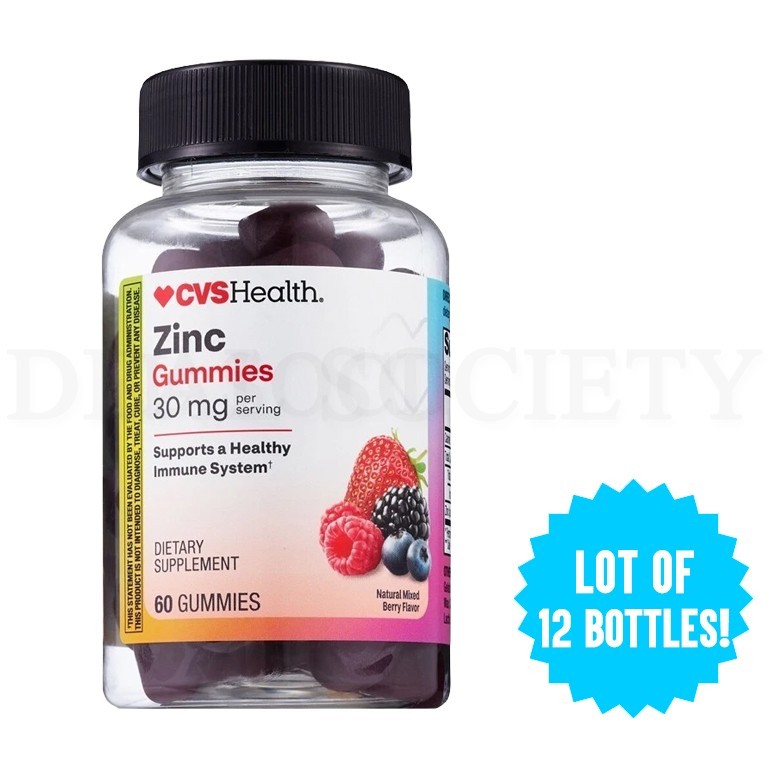 CVS Health Zinc Gummies Mixed Berry Flavor 60 Count Each Wholesale Lot of 12