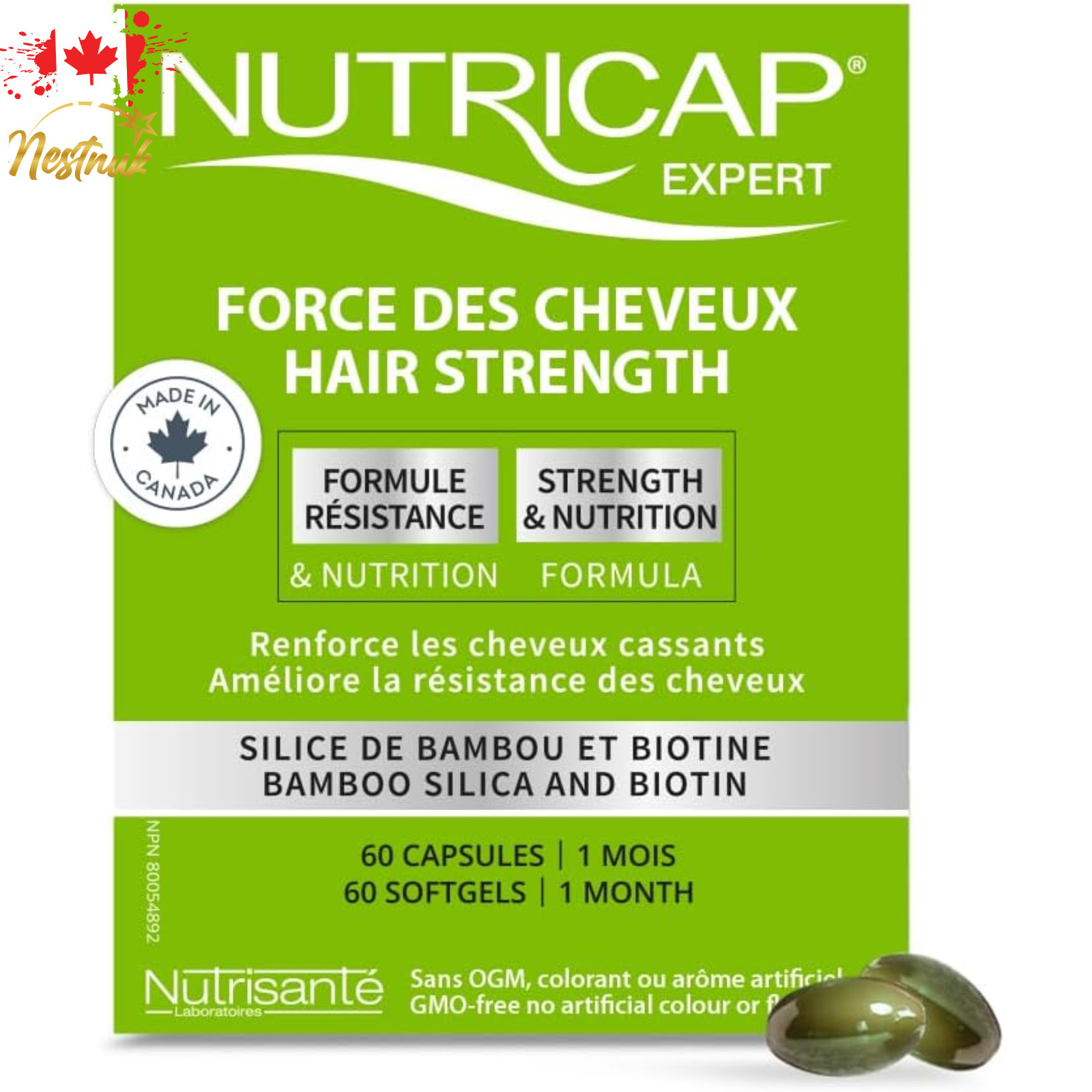 Nutricap Expert Bamboo Hair Strength Vitality Biotin Zinc 60 Softgels