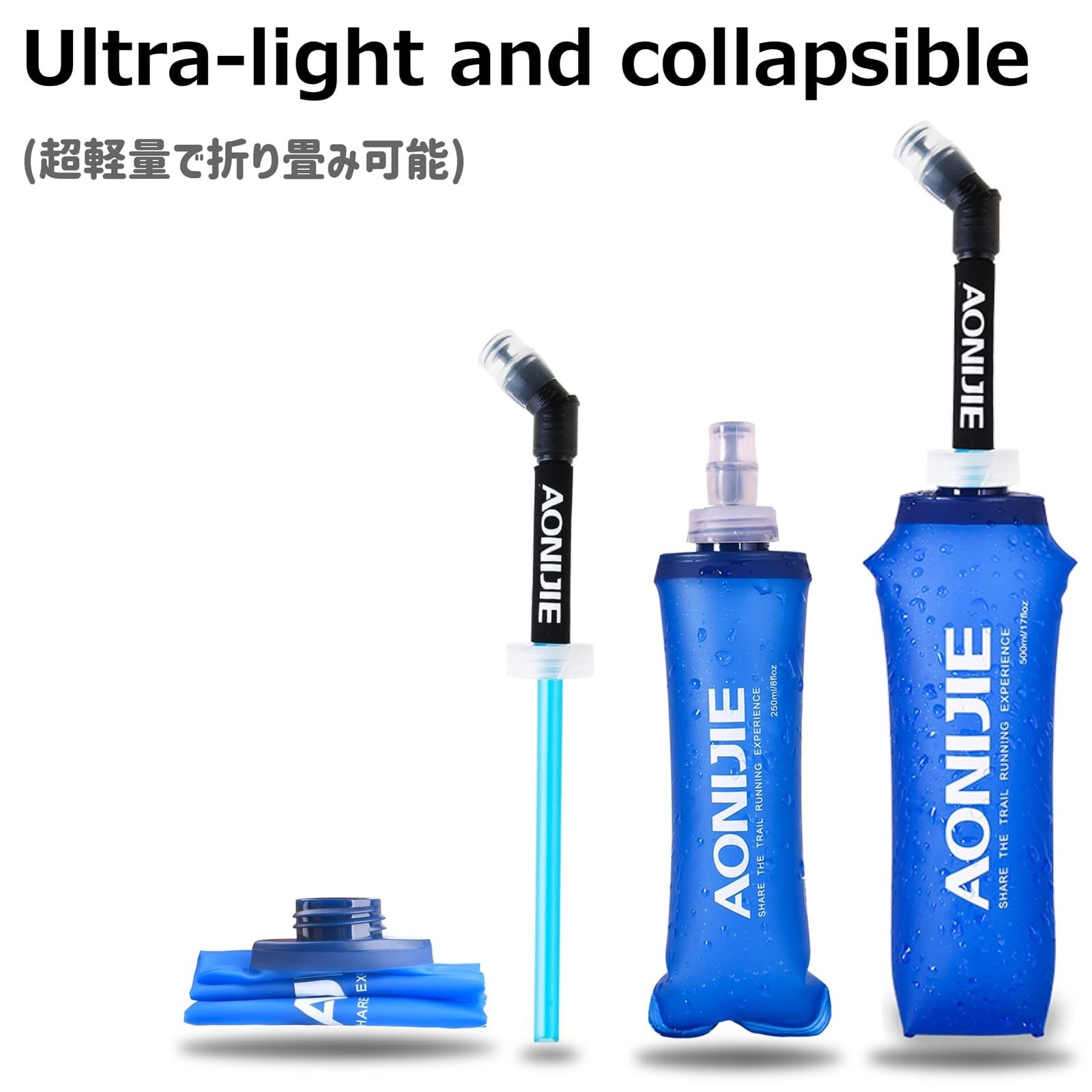 Azarxis TPU Soft Flask Collapsible Water Bottles BPA-Free 250ml 350ml 500ml 6…