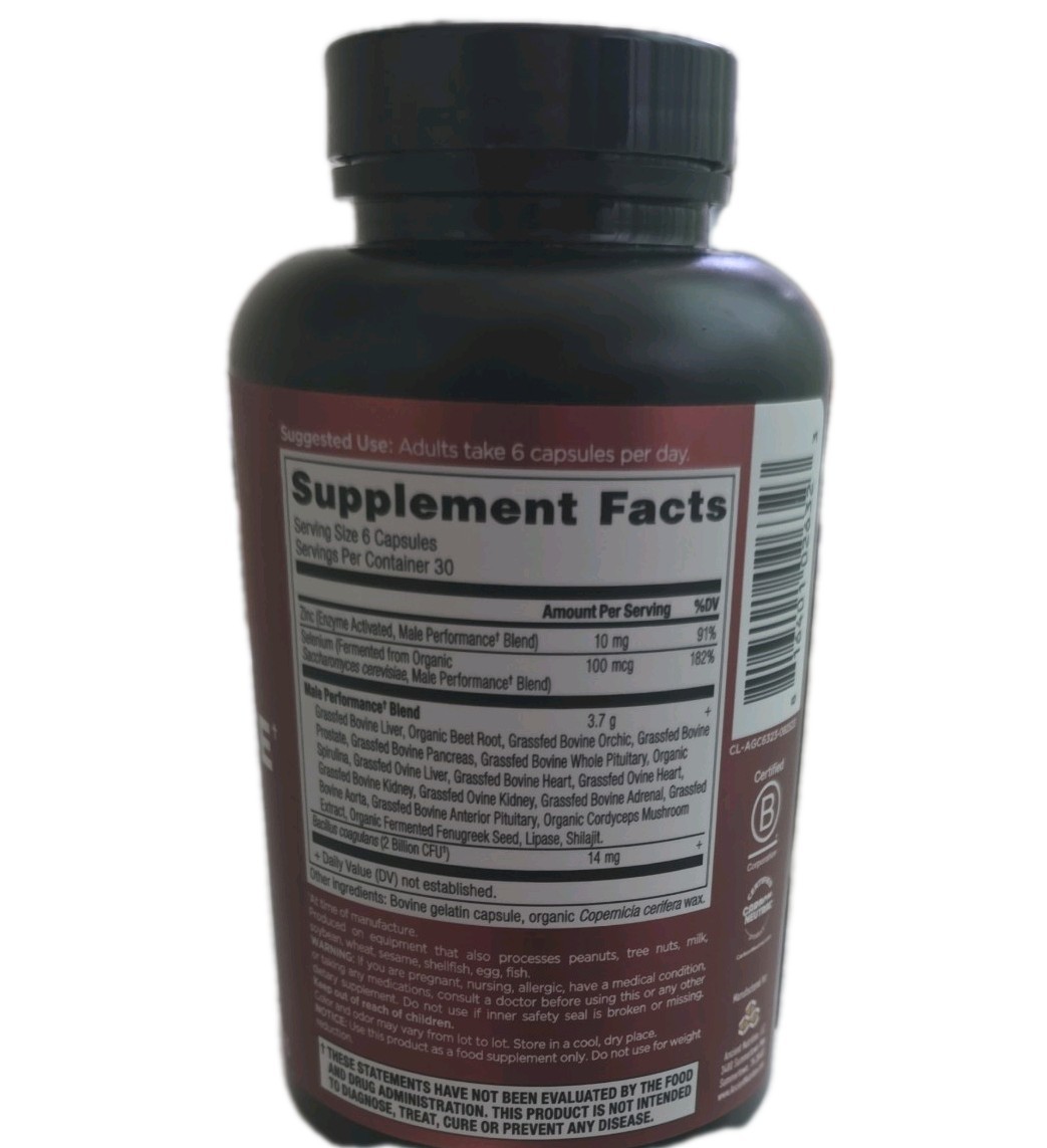 Ancient Nutrition Male Performance Grass-Fed Liver Prostate Pancreas 180 Capsule