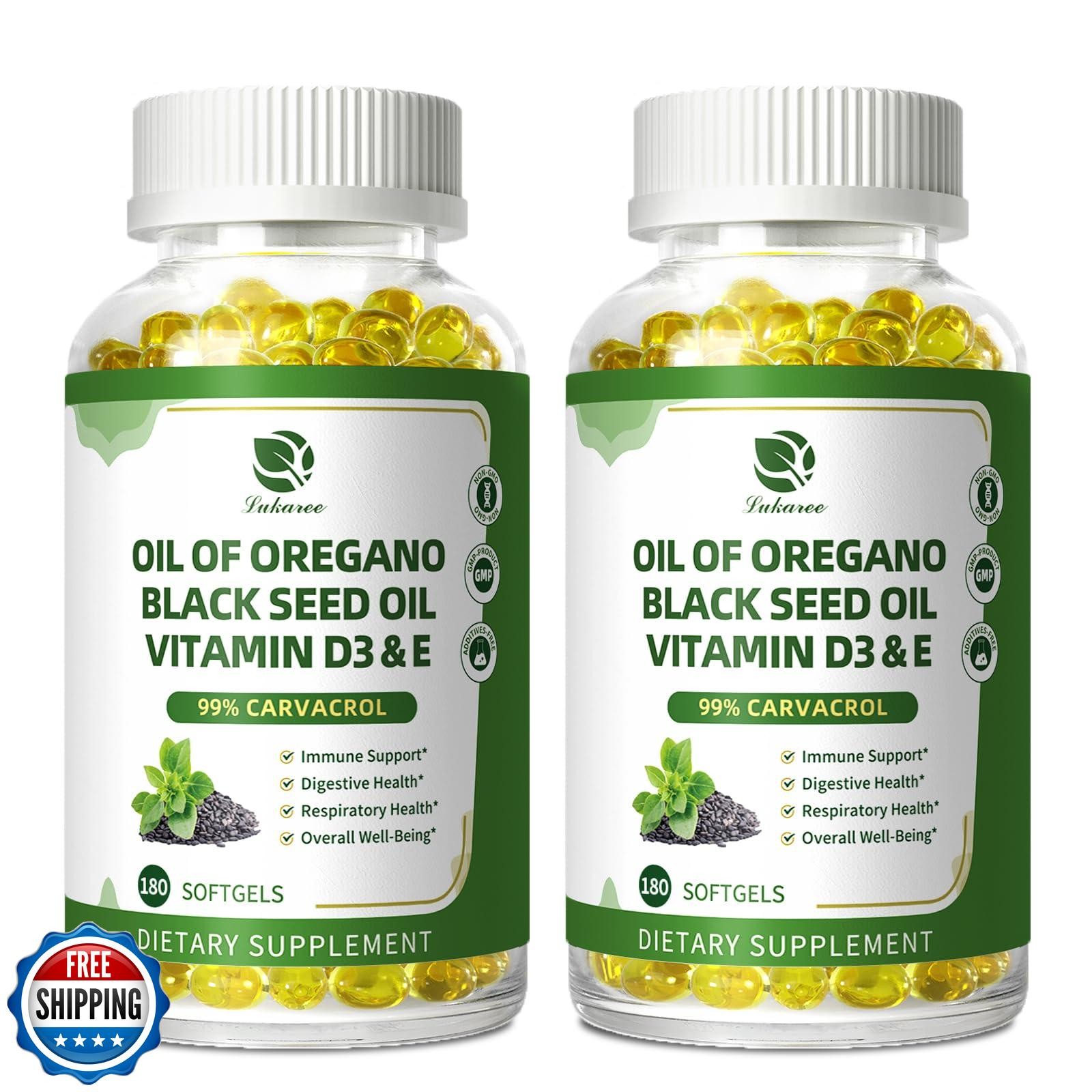 Lukaree Organic Oregano Oil Capsules with Black Seed Oil, Ultra-Concentrated